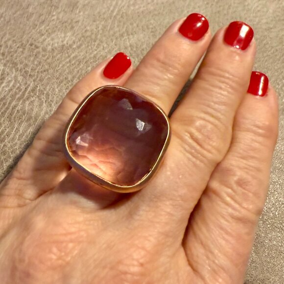Fabulous imposter Pomellato ring huge stone, rose gold tone band size 7 - Picture 7 of 9